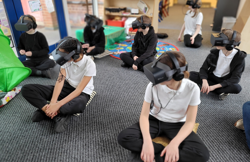 Children using Virtual Reality technology