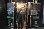 Rupert Matthews passes through a knife arch in Leicester city centre