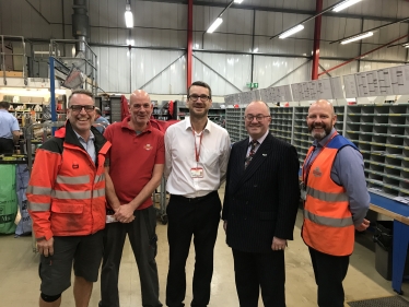 Rupert Matthews MEP with staff in Market Harborough Delivery Office