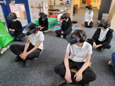 Children using Virtual Reality technology